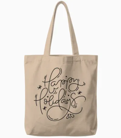 Happy Holidays Tote Bags - Natural