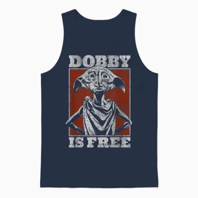 Harry Potter and the Deathly Hallows Vintage Dobby Is Free Unisex Tank Top - Navy