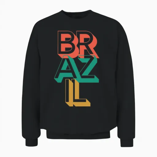 Brazil Retro Typography Unisex Sweatshirt in Black