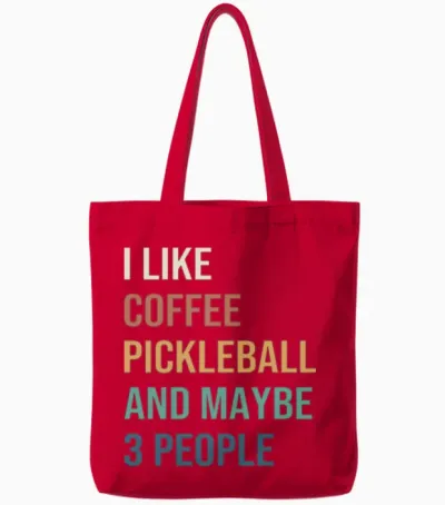 Funny Pickleball Coffee Tote Bags - Red