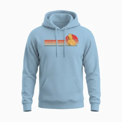 Capybara Retro Vintage Unisex Hoodie - Light Blue