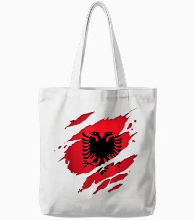 Stolze Albanische Hemden | Zerrissene Albanien-Flagge Tote Bags - White