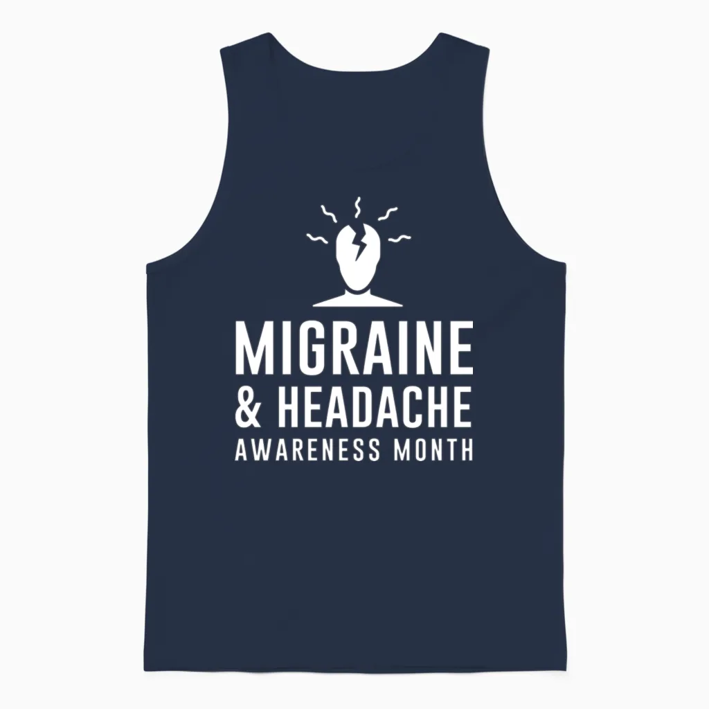 Migraine and Headache Awareness Month Boy Unisex Tank Top in Navy