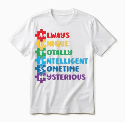 Autism Quote Color Puzzle Kids Men Women Autism Unisex T-Shirt - White