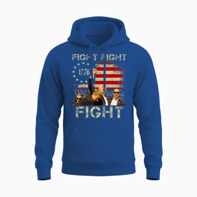 Trump Fight Fight Fight Trump Signals to Americans to Fight Unisex Hoodie - Royal