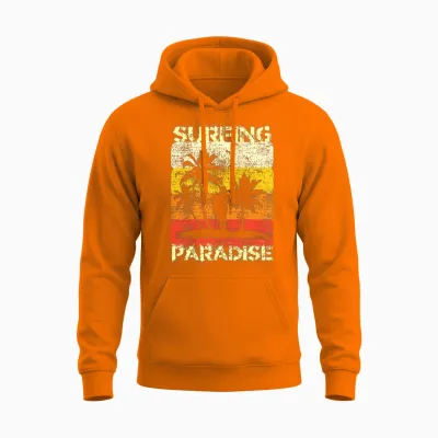 Retro Surfing Unisex Hoodie - Safety Orange