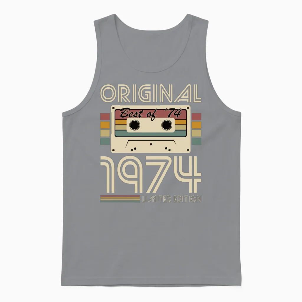 50th Birthday Vintage 1974 Original 1974 Unisex Tank Top in Sport Grey