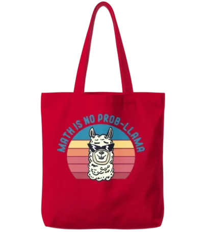 Math Is No Prob Llama Retro Tote Bags - Red