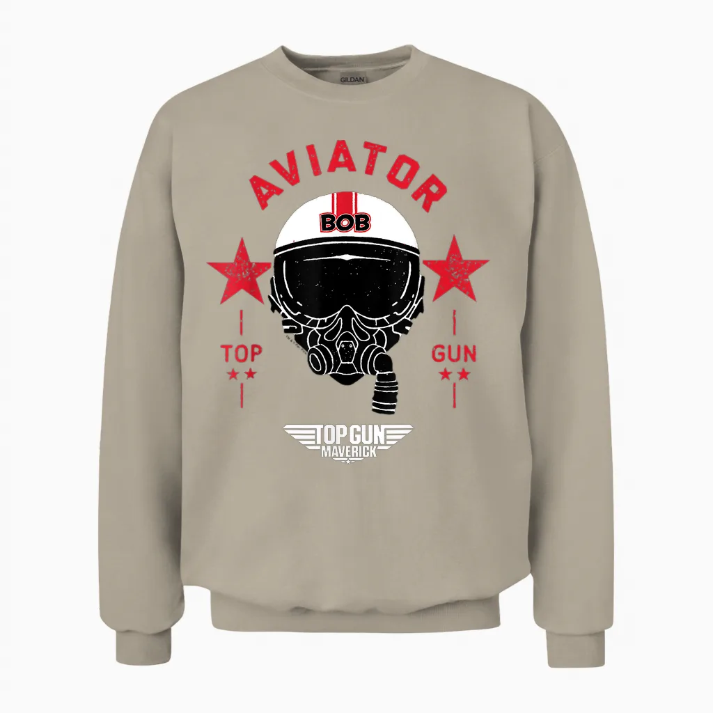 Top Gun Maverick Bob Aviator Helmet T-Shirt, Blue, S Unisex Sweatshirt in Sand