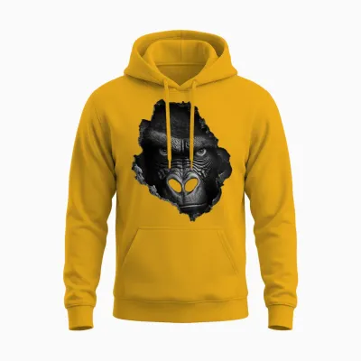 @n!mal Gorilla Gesicht Wand Tier Druck Kunst Tierliebhaber Gorilla T-Shirt Damen & Herren Schwarz Klein Eu 38-40 Unisex Hoodie - Gold