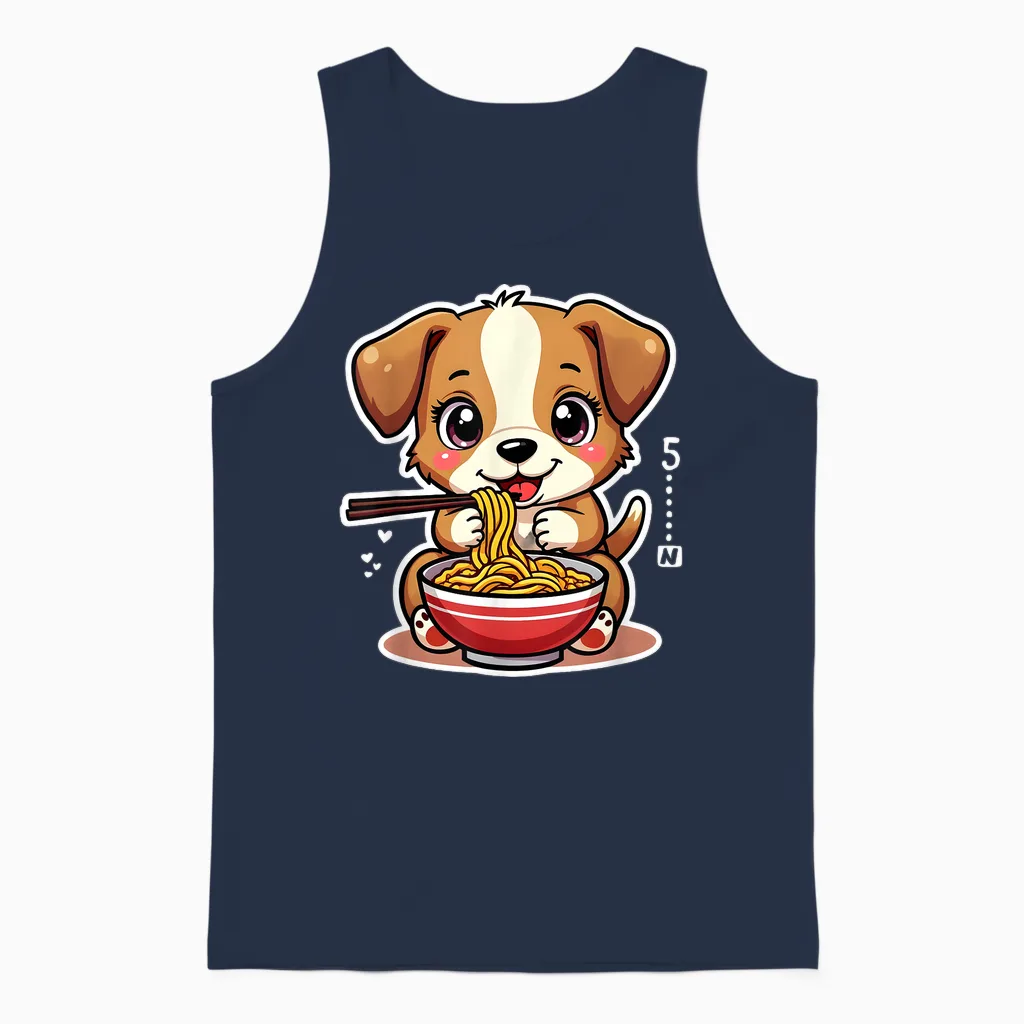 Ramen Dog Anime - Kawaii Otaku Clothes Manga Clothes T-Shirt, Black, S Unisex Tank Top in Navy