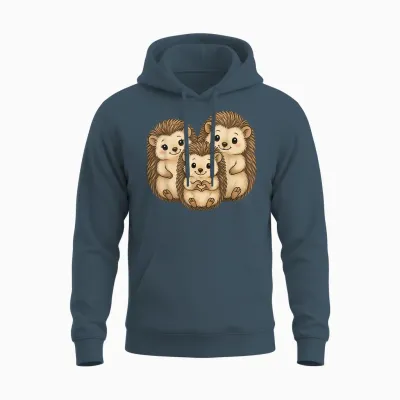 Igel Mit Herz Und Familie | Süßer Igel Mit Mama & Papa Unisex Hoodie - Dark Heather