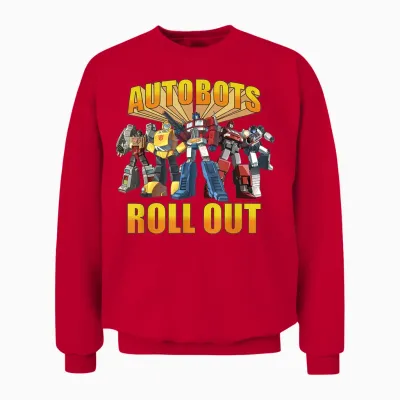 Transformers Retro Autobots Roll Out Group Shot Unisex Sweatshirt - Red