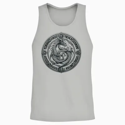 Nordic Dragon Mythical Viking Runes Tribal Celtic Dragon Unisex Tank Top - Ash