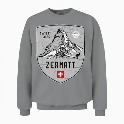 Zermatt Matterhorn Mountain Switzerland Emblem Unisex Sweatshirt - Sport Grey