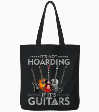 It's Not Hoarding if Its Guitars Vintage Tote Bags - Black