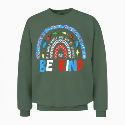 Autism Awareness Be Kind Why Fit in Doctor Teacher Cat Unisex Sweatshirt - Military Green