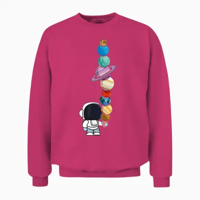 Astronaut Holding Planet Icecream Boysgirls Stem Unisex Sweatshirt - Heliconia