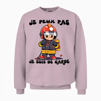 Je Peux Pas Je Suis De Garde Firefighters Gift Humour Fireman T-Shirt, White, S Unisex Sweatshirt - Light Pink