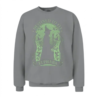 Wicked Elphaba Design with Quote Destined to Fly Unisex Sweatshirt - Sport Grey