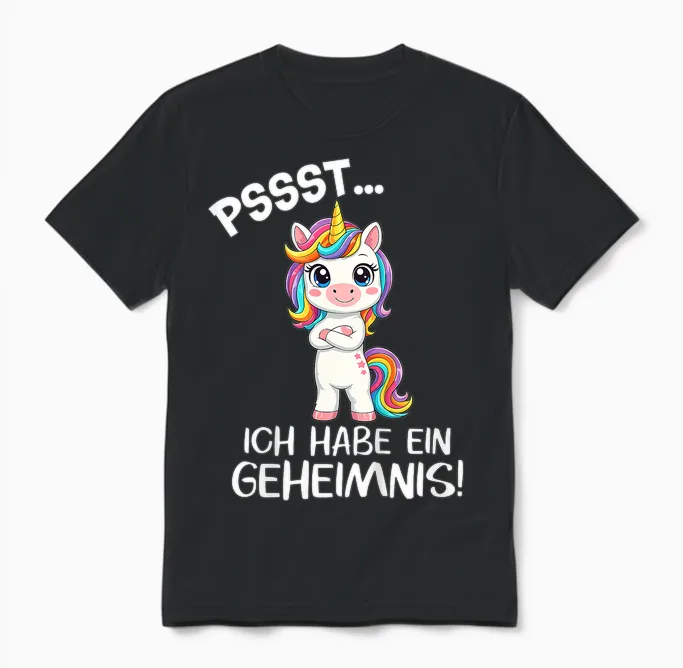 Ich Habe Ein Geheimnis Ich Werde Große Schwester Einhorn Unisex T-Shirt in Black
