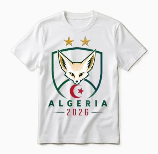 Fennec Football Algeria Flag Gift Algerian Dz Unisex T-Shirt in White