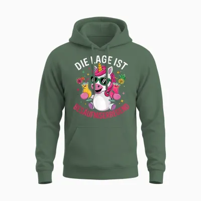Die Lage Ist Besäufniserregend - Einhorn Style Unisex Hoodie - Military Green