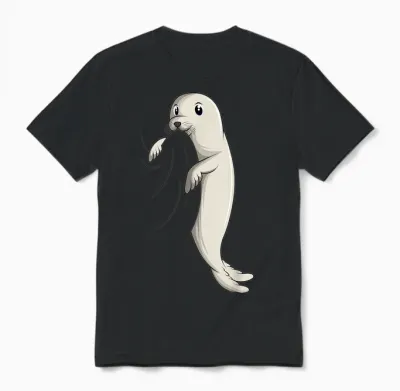 Seal Sea Lion Seal Kids Girls Boys Unisex T-Shirt - Black