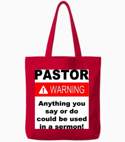 Pastor Warning Tote Bags - Red