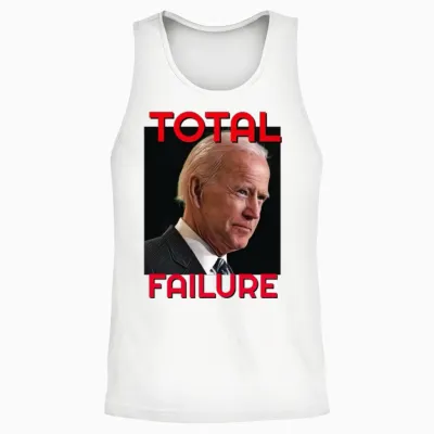 Funny President Biden Total Failure Unisex Tank Top - White