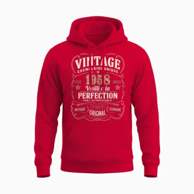 67 Years Man 1958 Birthday T Shirt 67 Years Man 1958 T-Shirt, Black, S Unisex Hoodie - Red