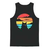 Retro Cat — Lovers Unisex Tank Top - Black – 1