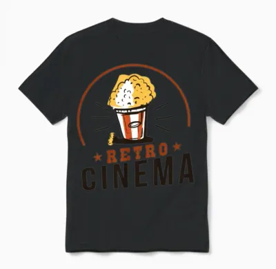 Retro Cinema Popcorn Unisex T-Shirt - Black