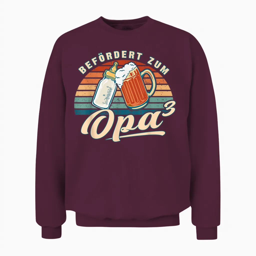 Befördert Zum Opa 3 Enkelkind Werdender Opa Unisex Sweatshirt in Maroon