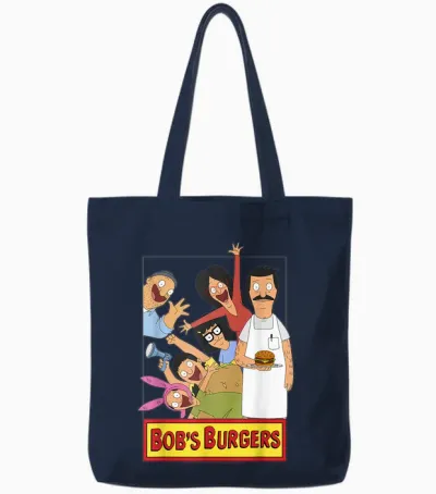 Bob's Burgers Family Shot & Teddy Logo Tote Bags - Navy