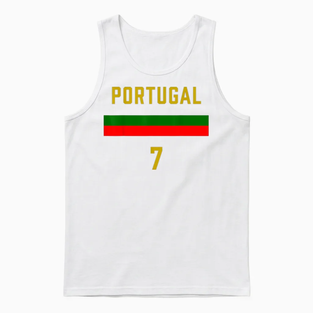 Portugal Football Fan Jersey Nr. 7 Soccer Unisex Tank Top in White