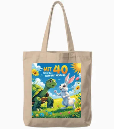 Mit 40 Fangt Das Leben Tote Bags - Natural