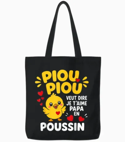 Piou Piou Je T'aime Papa Poussin Child Father's Day Tote Bags - Black