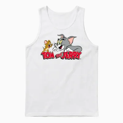 Tom and Jerry Catch Me Unisex Tank Top - White