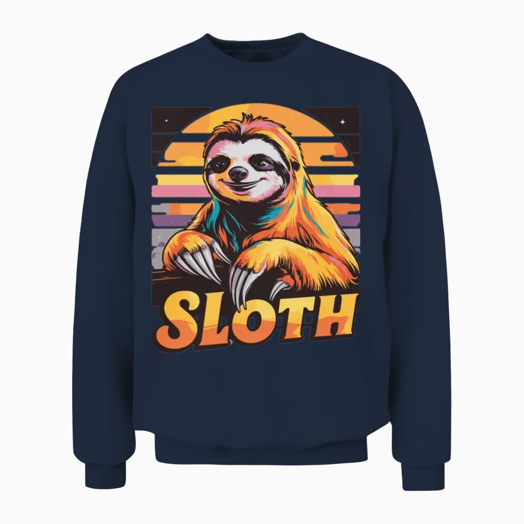 Funny Sloth Retro Vintage Unisex Sweatshirt - Navy