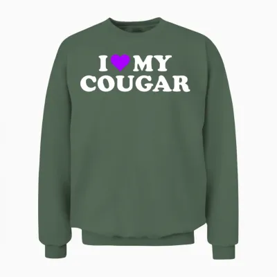 I Love Cougars Cougar Humor Valentine's Day 3bk4 Unisex Sweatshirt - Military Green