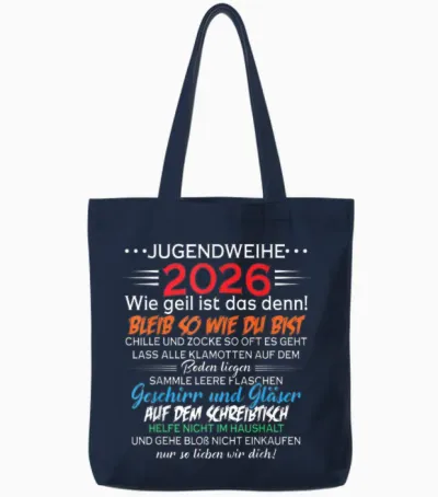 Jugendweihe 2026 | Lustiges Spruch Design Geschenk Tote Bags - Navy