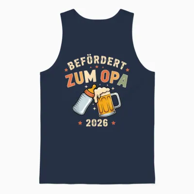 Grandpa 2026 T-Shirt with German Text "ich Werde Opa Schwangeran" Unisex Tank Top - Navy