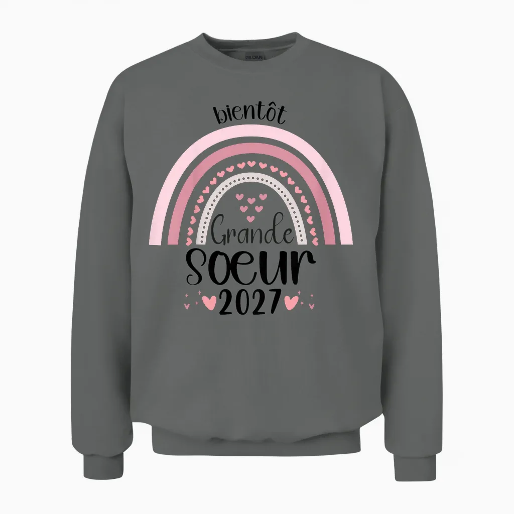 Child Soon Big Sister 2027 Future Big Sister Unisex Sweatshirt in Graphite Heather