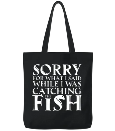 Funny Fishing Tote Bags - Black