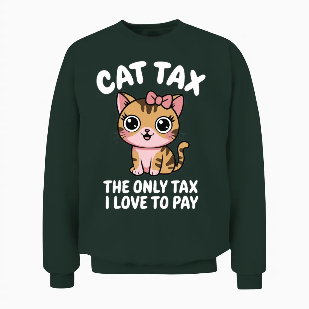 Cat Tax Paid Meme - Funny Cute Cat Lover Gift Unisex Sweatshirt in Forest