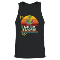 Autism Teacher Retro — Teachers Unisex Tank Top - Black – 2