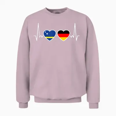 Curaçao Deutschland Herzschlag Flagge Unisex Sweatshirt - Light Pink