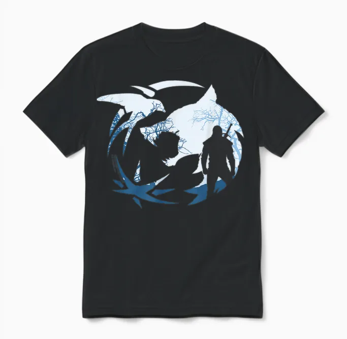 The Witcher Logo Silhouette Unisex T-Shirt in Black