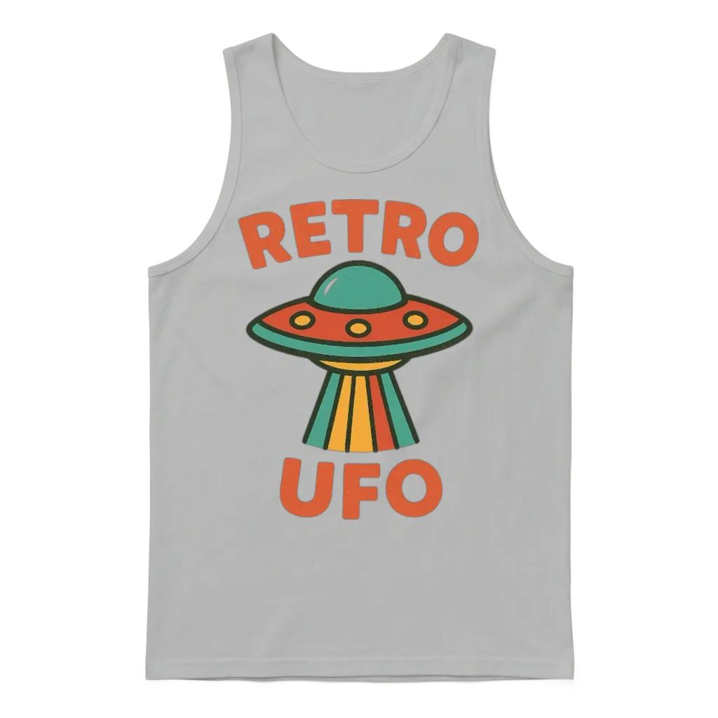Retro Ufo Illustration Unisex Tank Top - Ash